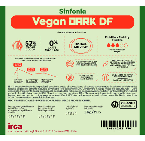Шоколад чорний 52% веганський Sinfonia VEGAN  тм Irca